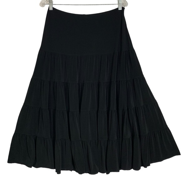Joseph Ribkoff Dresses & Skirts - Joseph Ribkoff VTG Tiered MIDI Skirt Black Slinky Flowy  Swing Stretch Size 10
